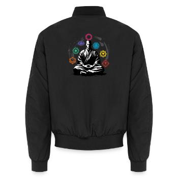 Chakra-Meditation Zen Entspann dich - Unisex Bomberjacke - Schwarz - Hinten - AI Model Male 185 light (185cm)