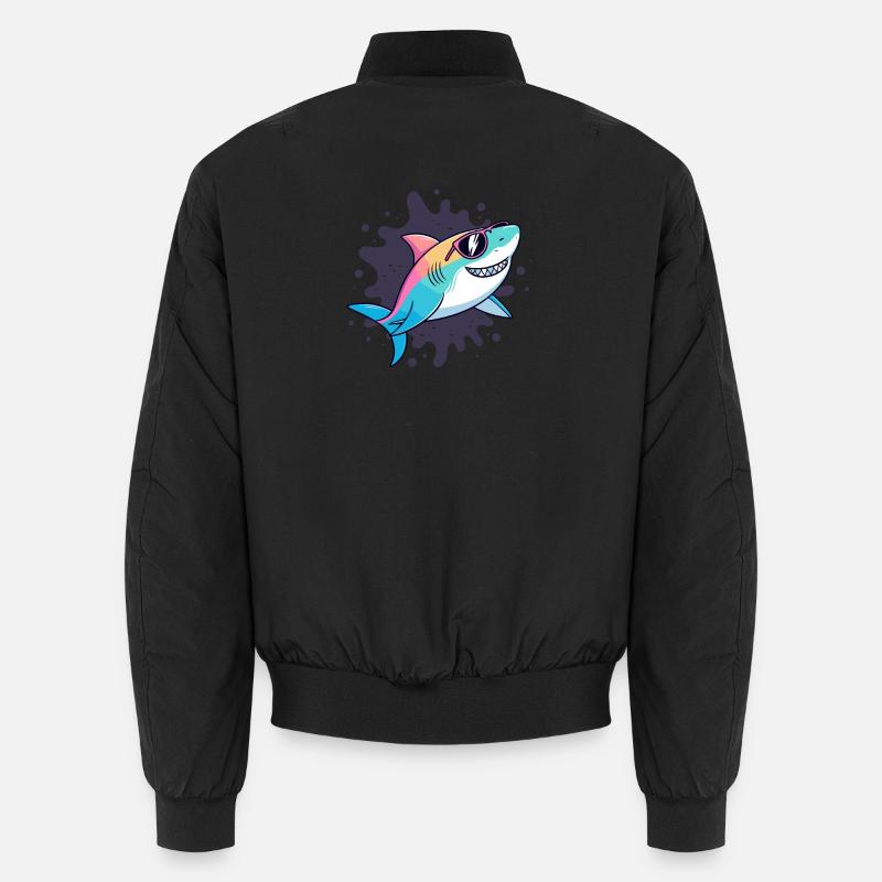 Neon-Hai-Sonnenbrillen - Unisex Bomberjacke - Schwarz