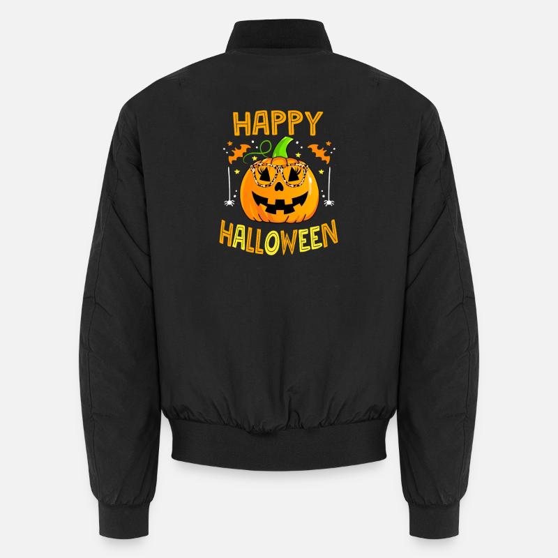 Leopard Pumpkin Glasses Halloween - Unisex Bomber Jacket - black
