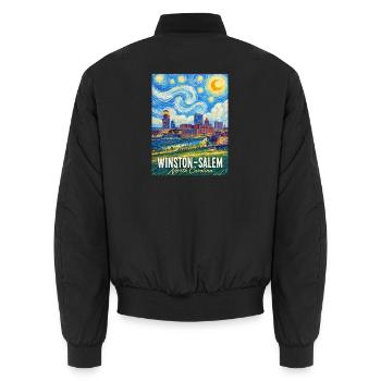 Winston-Salem, North Carolina  - Unisex Bomberjacke - Schwarz - Hinten - AI Model Male 185 light (185cm)