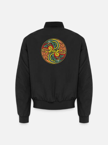 Kreisförmiger Schlangenknoten-Mandala - Unisex Bomberjacke - Schwarz