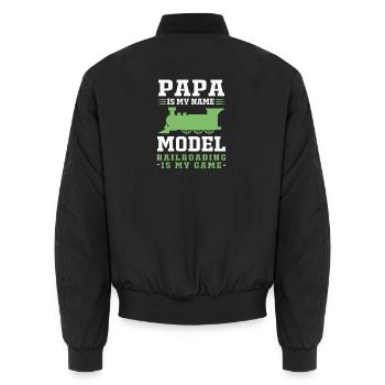 Model Railway Model Making Model Maker - Unisex Bomber Jacket - black - Back - AI Model Male 185 light (185cm)