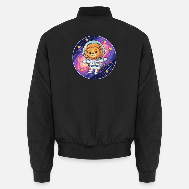 Löwe-Astronaut im Weltraum - Unisex Bomberjacke - Schwarz