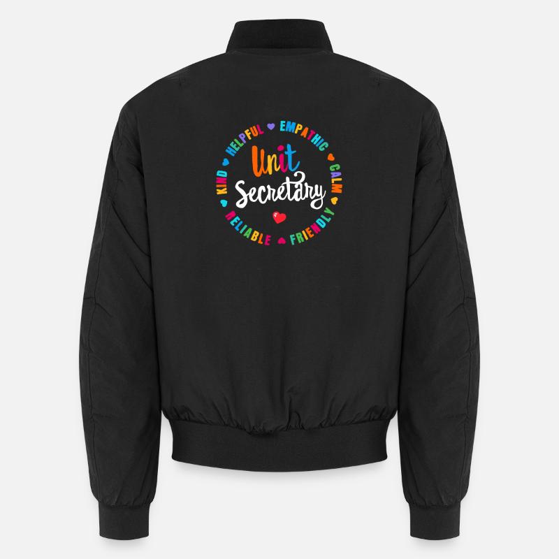 Unit Secretary Circle Hearts Graphic - Unisex Bomber Jacket - black