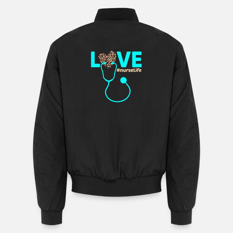 Love Nursing Leopard Heart Unisex Bomber Jacket