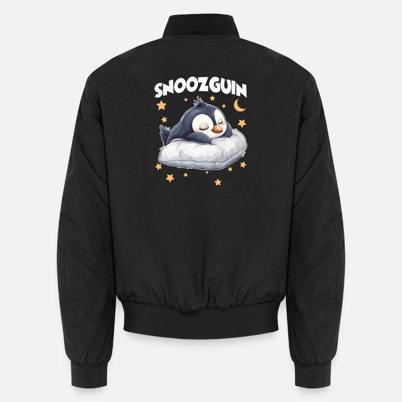 Snoozguin Penguin Pajama Morning Grouch Late Riser Unisex Bomber Jacket