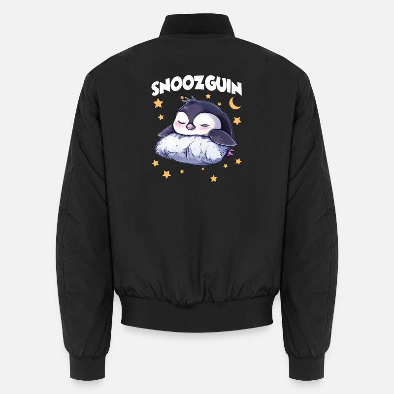 Pinguin Snoozguin Pyjama Langschläfer Morgenmuffel Unisex Bomberjacke