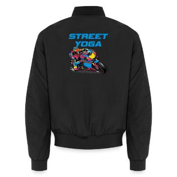 Yoga de rue - Moto - Bomber unisexe - noir - Dos - AI Model Male 185 light (185cm)