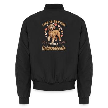 Goldendoodle Dog Breed - Unisex Bomber Jacket - black - Back - AI Model Male 185 light (185cm)
