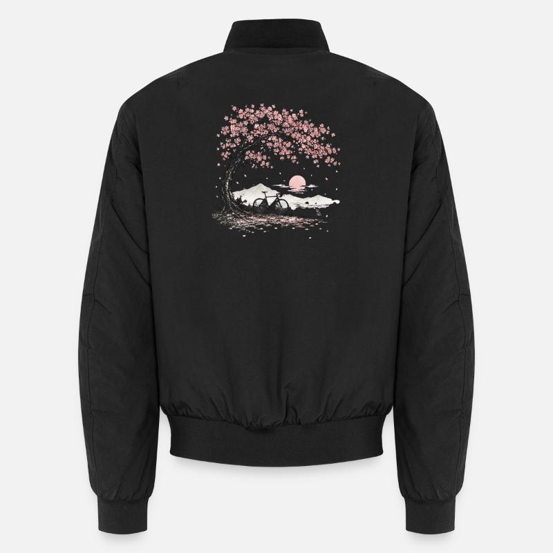 Kirschblüte Kirschbaum Fahrrad - Unisex Bomberjacke - Schwarz