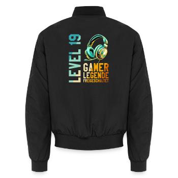 19. Geburtstag Junge Mädchen Gaming Level 19 Jahre - Unisex Bomberjacke - Schwarz - Hinten - AI Model Male 185 light (185cm)