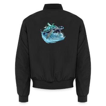Neon-Meeresschildkröte Wellentanz - Unisex Bomberjacke - Schwarz - Hinten - AI Model Male 185 light (185cm)