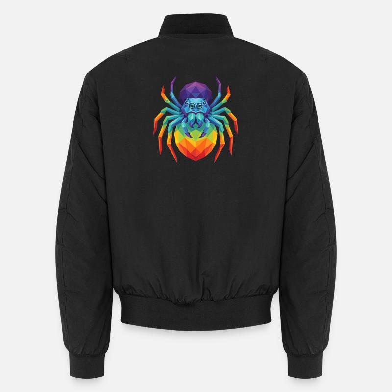 Lebendige geometrische springende Spinnen-Pop-Kunst - Unisex Bomberjacke - Schwarz