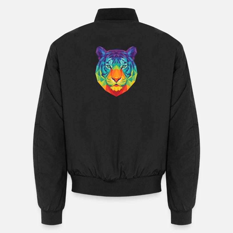 Neon Blue Geometric Tiger Head Pop Art Unisex Bomber Jacket