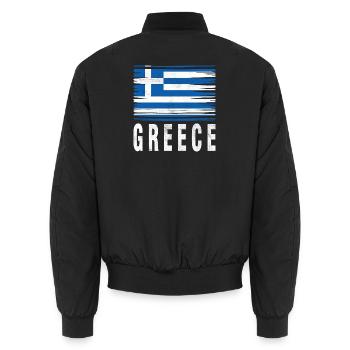 Brushstroke Flag Greece - Unisex Bomber Jacket - black - Back - AI Model Male 185 light (185cm)