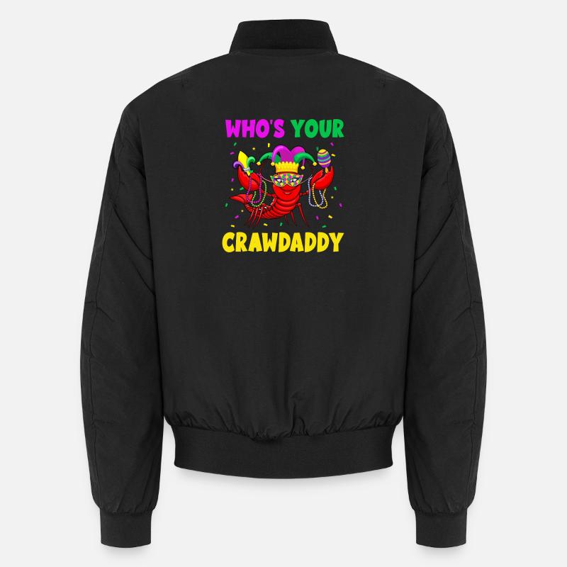 Crawdaddy Mardi Gras Mask - Unisex Bomber Jacket - black