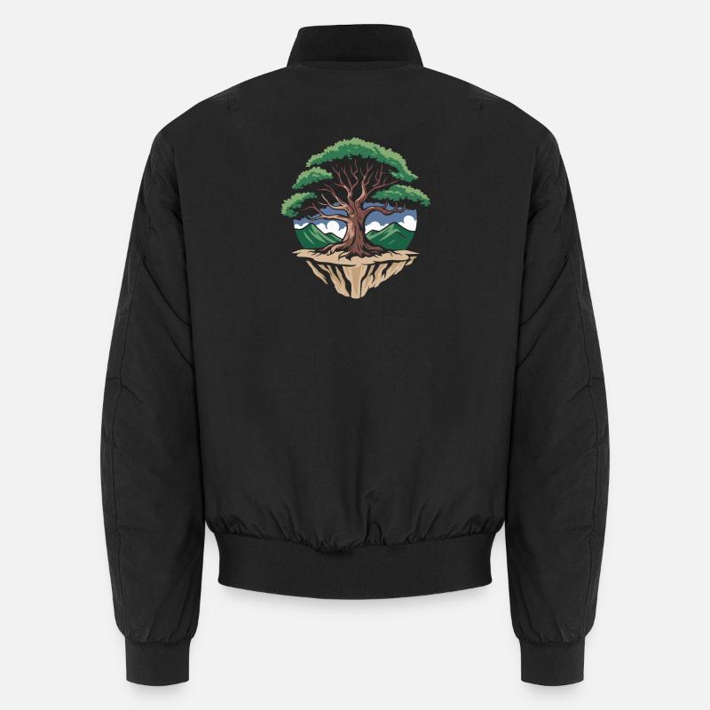 Tree Island Circle Landscape - Unisex Bomber Jacket - black