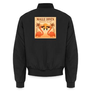 Malle Diven Beach Club Flamingo Mallorca Party - Unisex Bomber Jacket - black - Back - AI Model Male 185 light (185cm)