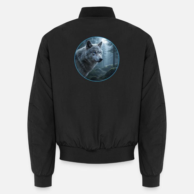 T-Shirt-Design „Wolf“ - Unisex Bomberjacke - Schwarz