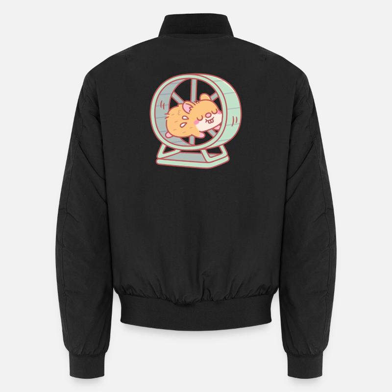 Mignon hamster courant sur une roue Bomber unisexe