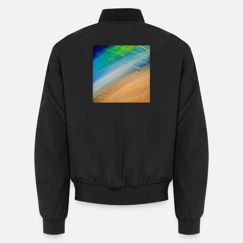 Farbfluss und Goldlinien - Unisex Bomberjacke - Schwarz