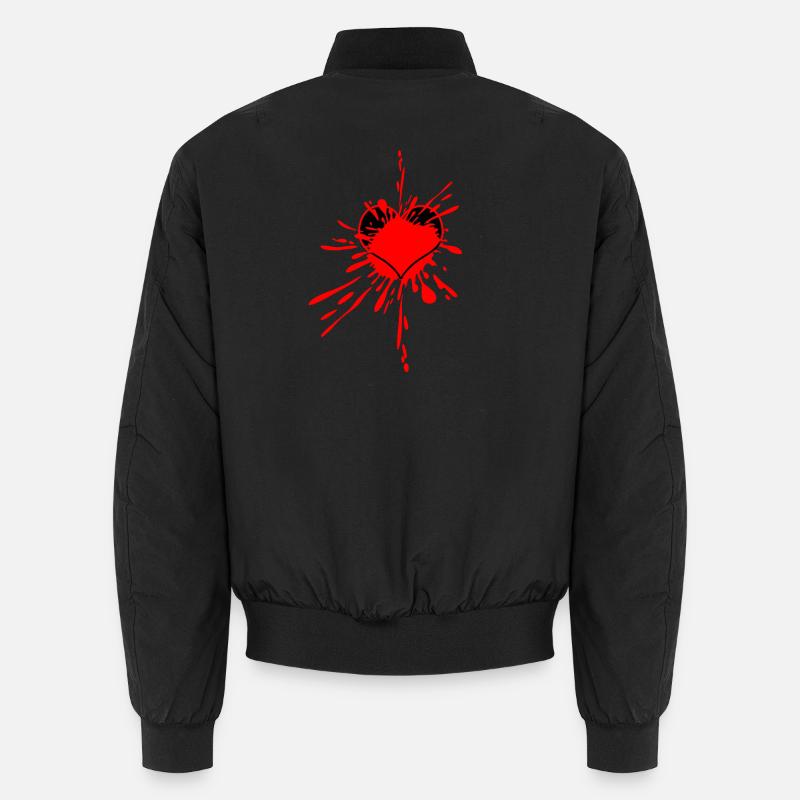 Rotes Herz-Splatterkunst - Unisex Bomberjacke - Schwarz