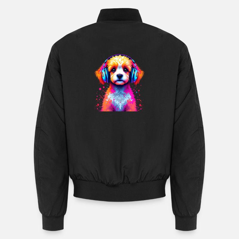 Poodle Headphones Unisex Bomber Jacket