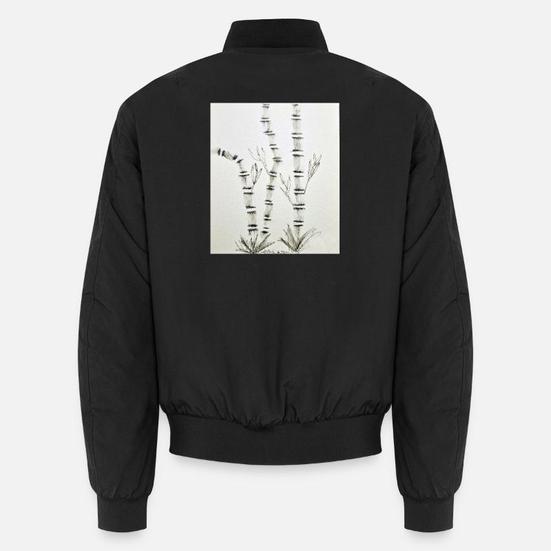 Bamboo Drawing in Ink Style Unisex Bomber Jacket