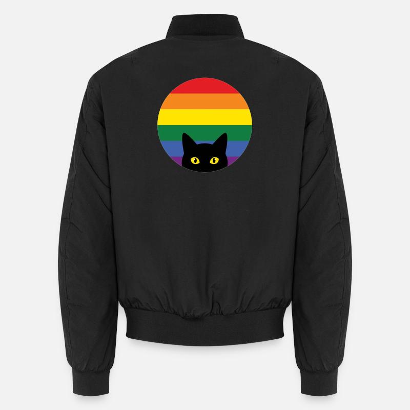 Pride Month LGBT - Peeking Cat - Unisex Bomber Jacket - black