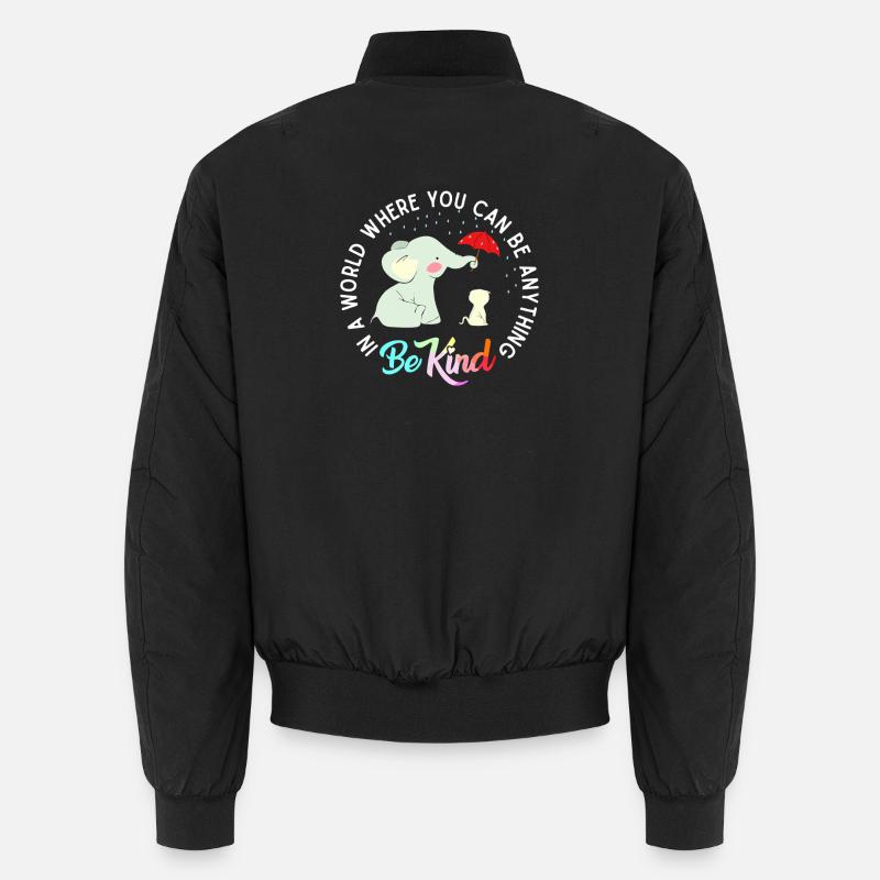 Sei freundlich, Elefant unter dem Schirm Unisex Bomberjacke