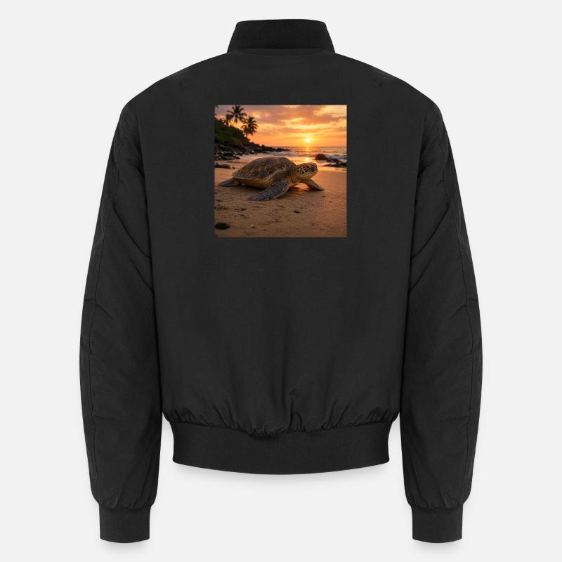 Sonnenuntergangs-Meeresschildkröte - Unisex Bomberjacke - Schwarz