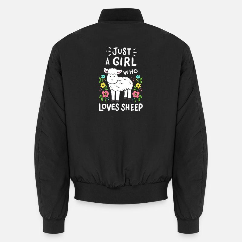 Nur ein Mädchen, das Schafe liebt Unisex Bomberjacke