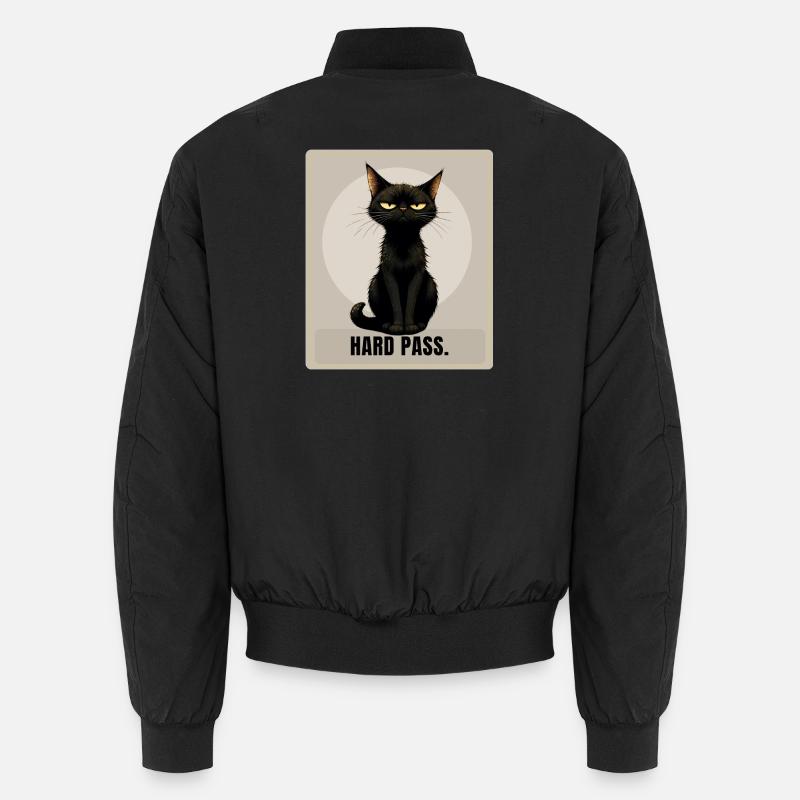 HARD PASS Sarcastic Black Cat Design - Unisex Bomberjacke - Schwarz