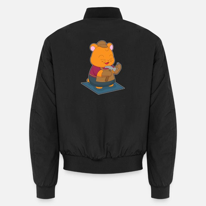 Hamster Carpenter Hammer Craft - Unisex Bomber Jacket - black