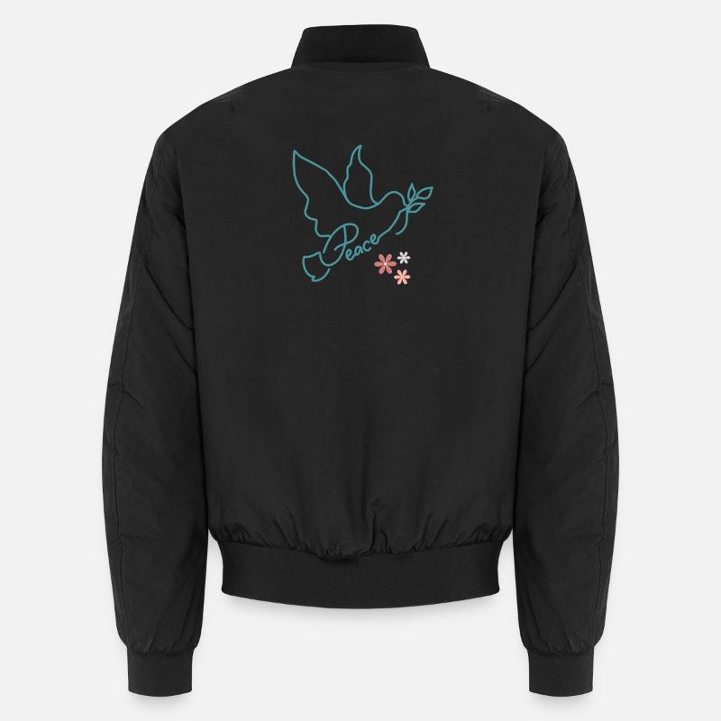 Friedenstaube mit Blüten Unisex Bomberjacke