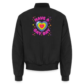 Mois de la Fierté LGBTQ - Passez une journée gay - Bomber unisexe - noir - Dos - AI Model Male 185 light (185cm)