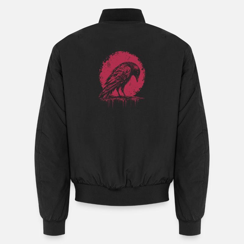 Raven Crow Gothic Moon Shirt - Unisex Bomber Jacket - black