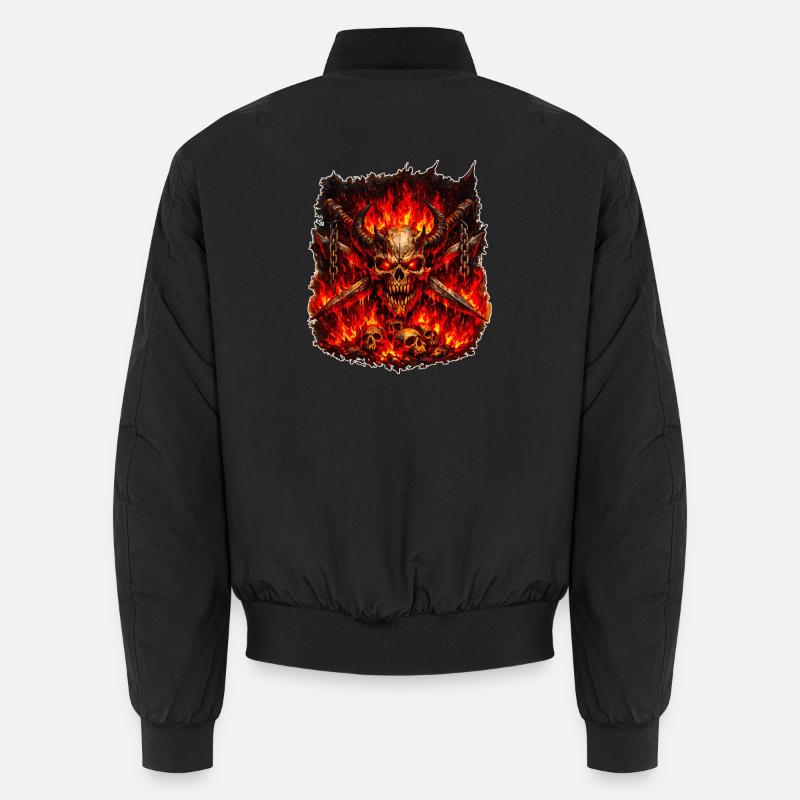 Fire Skull with Horns Unisex Bomber Jacket