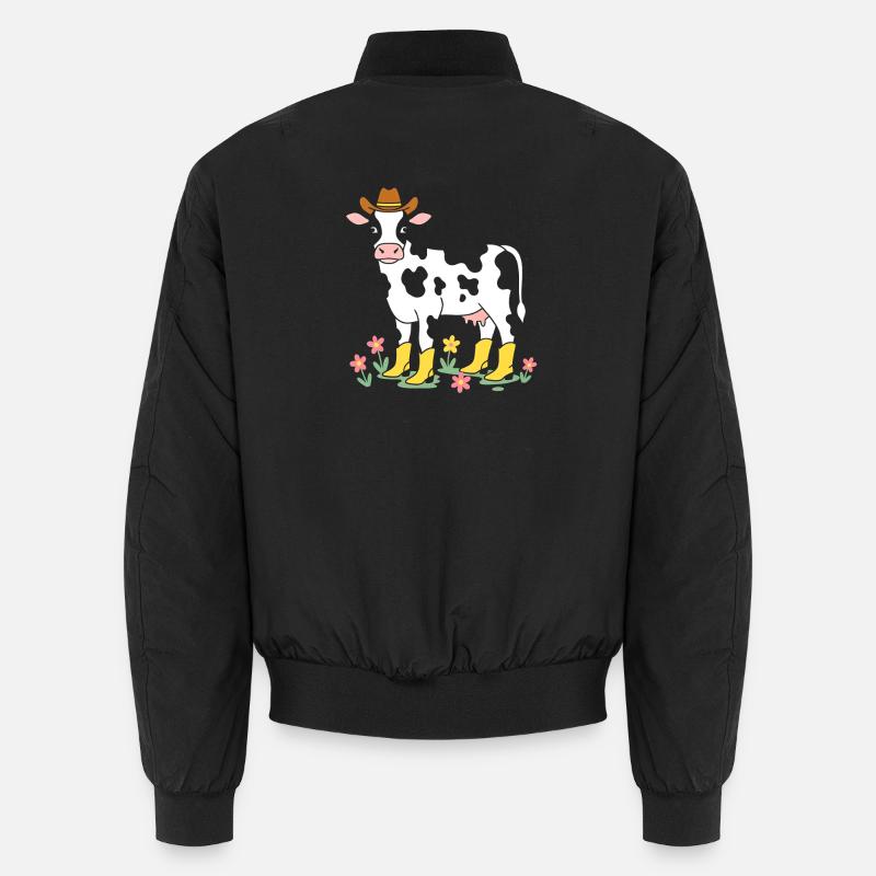 Kuh im Cowboy Stil mit Stiefeln - Unisex Bomberjacke - Schwarz