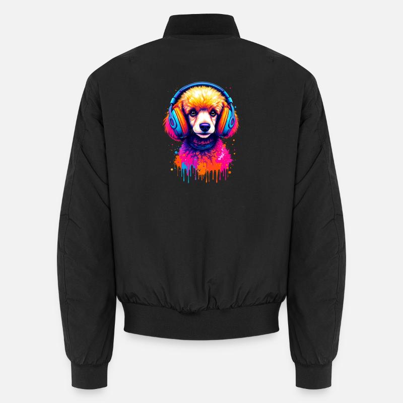 Poodle with headphones Unisex Bomber Jacket