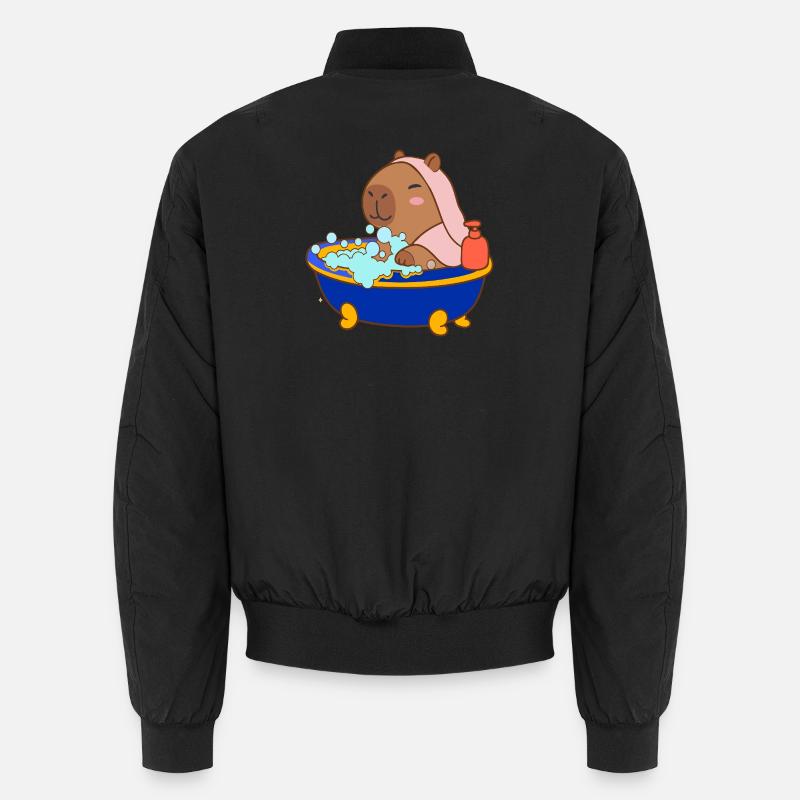 Bear Bubble Bath Cozy Cartoon Splash & Chill Unisex Bomber Jacket