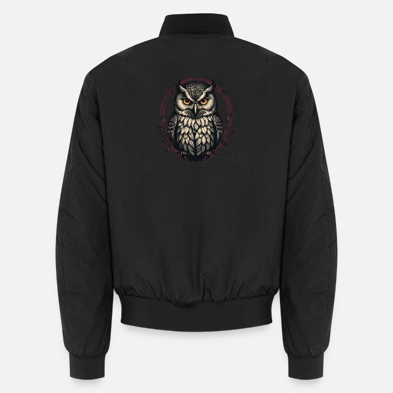 Œil de hibou dans une couronne de feuilles Bomber unisexe
