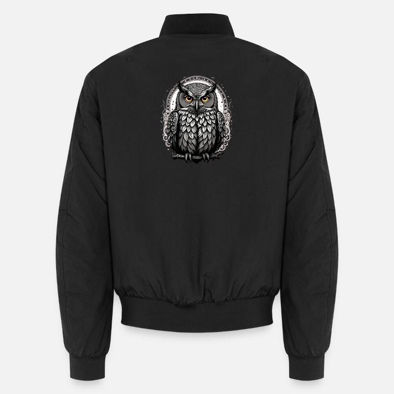 Nacht Eule im Rosa Ornament Unisex Bomberjacke