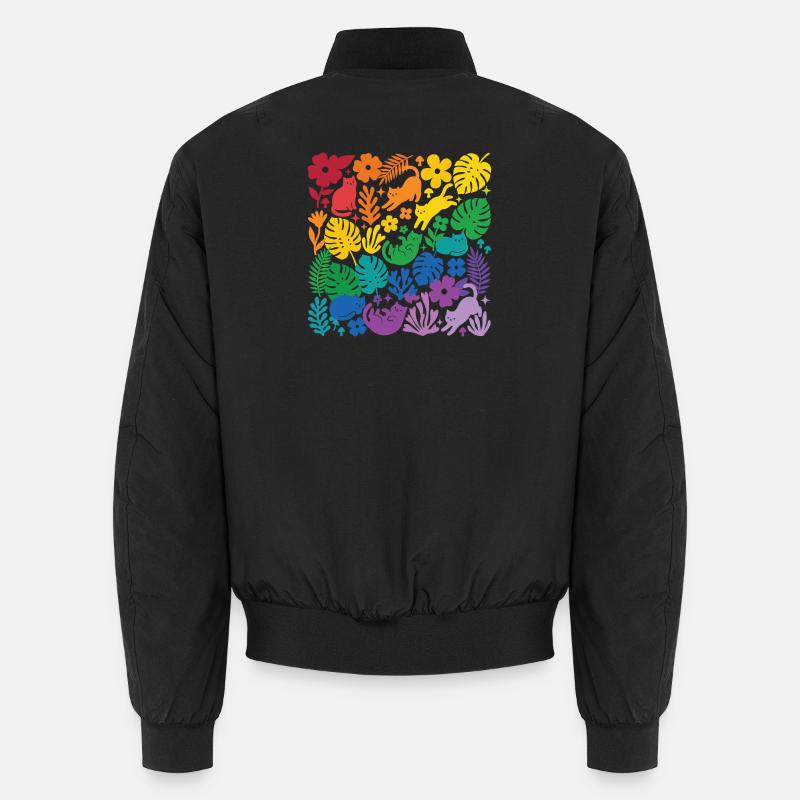 LGBT-Pride-Monat – Regenbogenkatzen und Blumen Unisex Bomberjacke