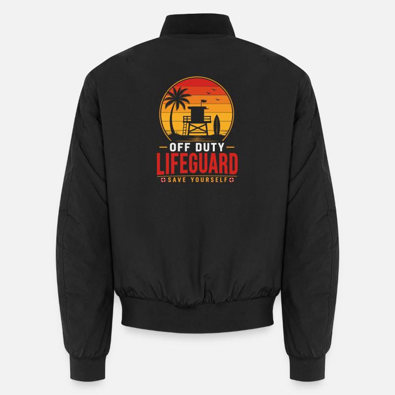 Off Duty Lifeguard Sunset - Unisex Bomber Jacket - black