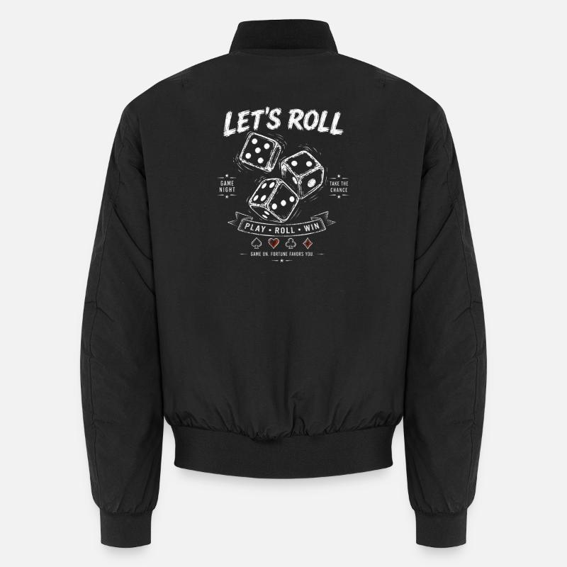 Let's Roll Retro Dice Design - Unisex Bomber Jacket - black