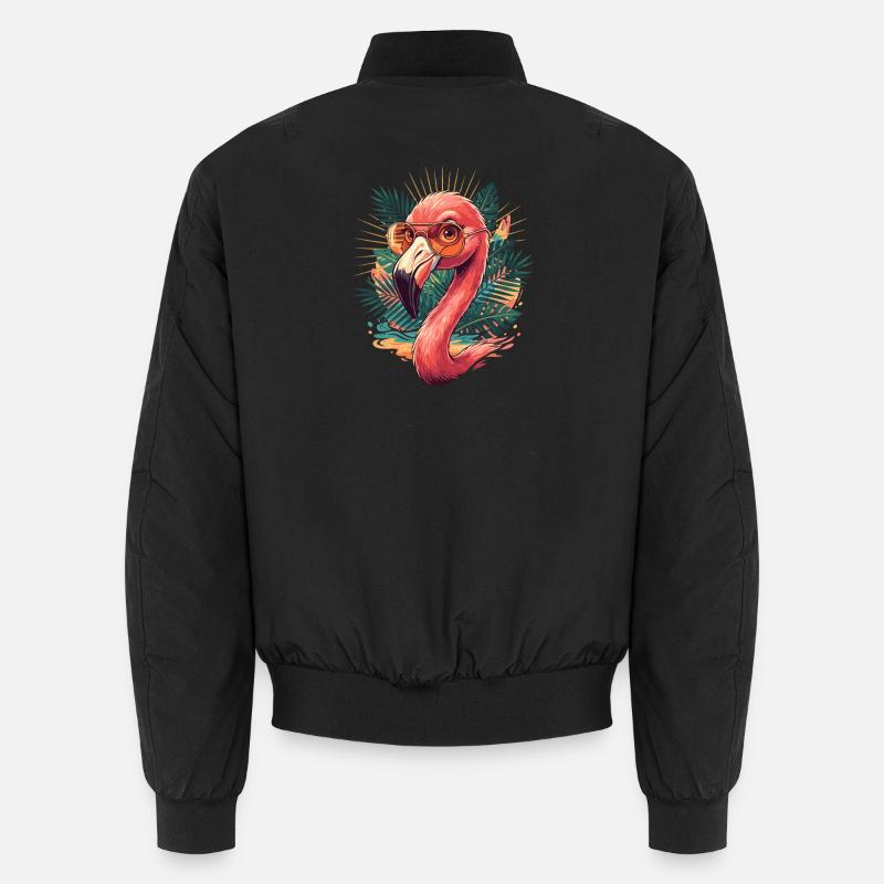 Flamingo Tropical Sunglasses - Unisex Bomber Jacket - black