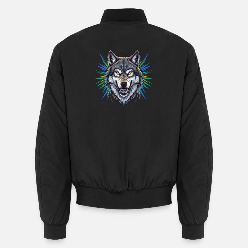 Wolf's head with colorful rays Unisex Bomber Jacket