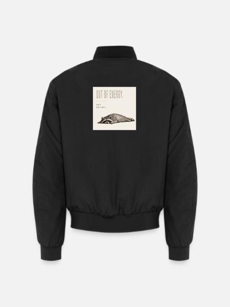 Out Of Energy Funny Raccoon - Unisex Bomberjacke - Schwarz