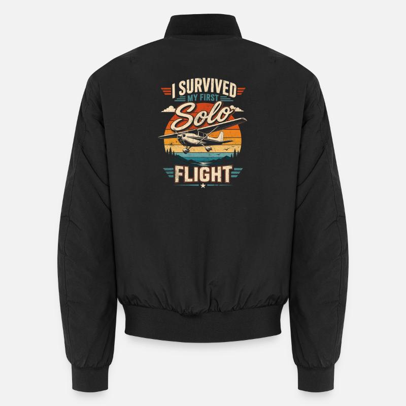 Ich überlebte meinen ersten Soloflug - Unisex Bomberjacke - Schwarz